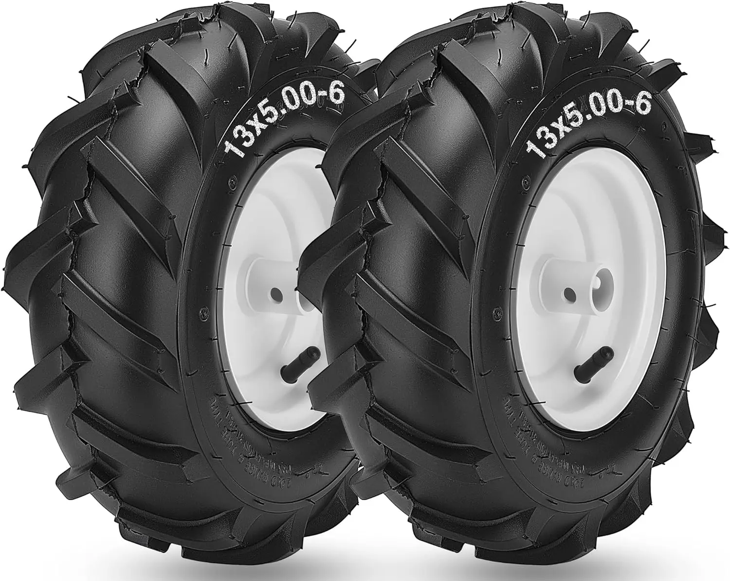 

13x5.00-6 Tiller Tire and Wheel with 1" Axle, 3-1/8" Centered Hub, 4Ply Pneumatic Rubber for Tractor and Trencher Replacement