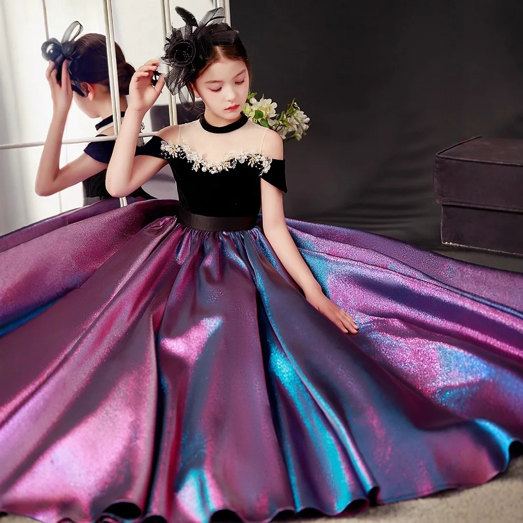 Kleinkind Mädchen Sehr elegantes Kleid Blumenmädchen Brautjungfernkleid für Hochzeit Teenager Mädchen Spitze Lange Partykleider Formal