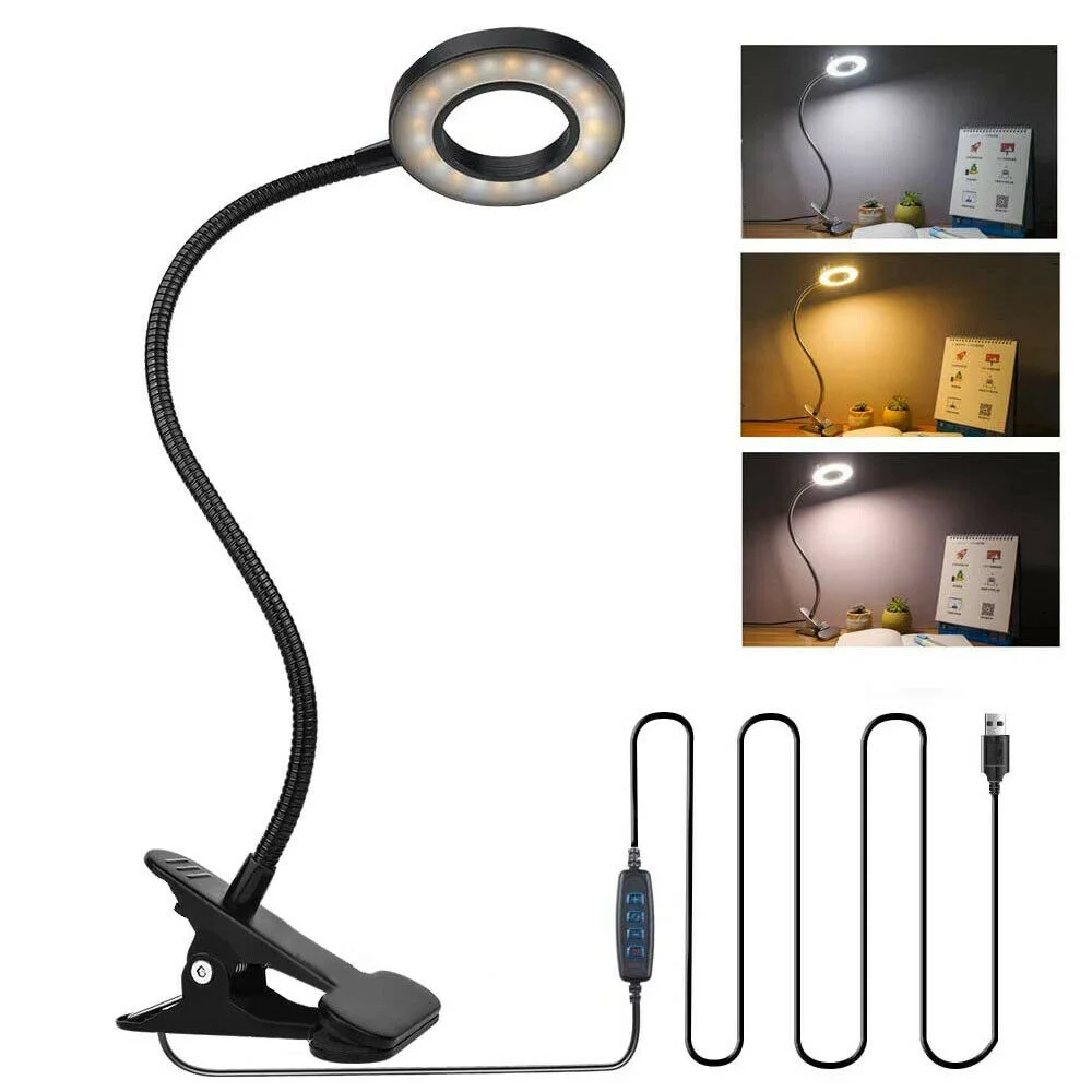 Lampe de Bureau LED à Bras Flexible, USB, Intensité Variable, Veilleuse de Table d'Étude et de Lecture