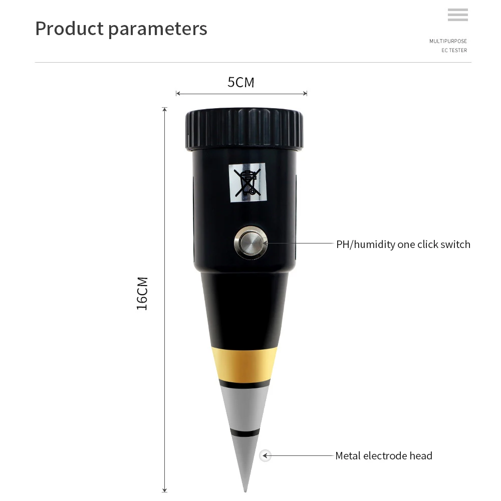 Soil Moisture PH Meter Acidity Humidity Tester Metal Sensor Probe 3~8ph No Battery Hygrometer for Planting Garden Tool