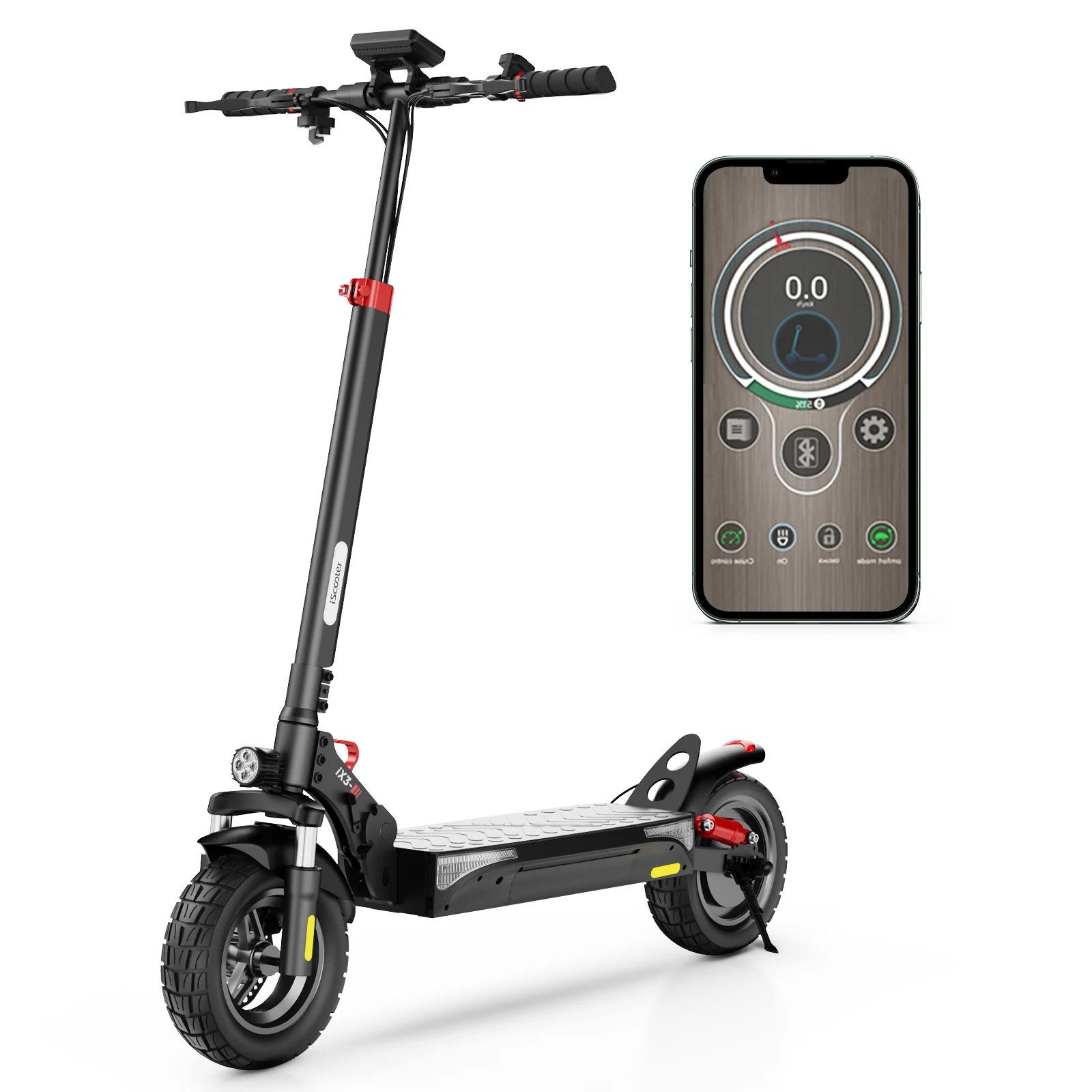 Iscooter IX3 10-Zoll Offroad-Roller - 800W Motor, 30-40 km Reichweite, Doppelte Stoßdämpfung, Mini-Roboter APP-Kompatibel