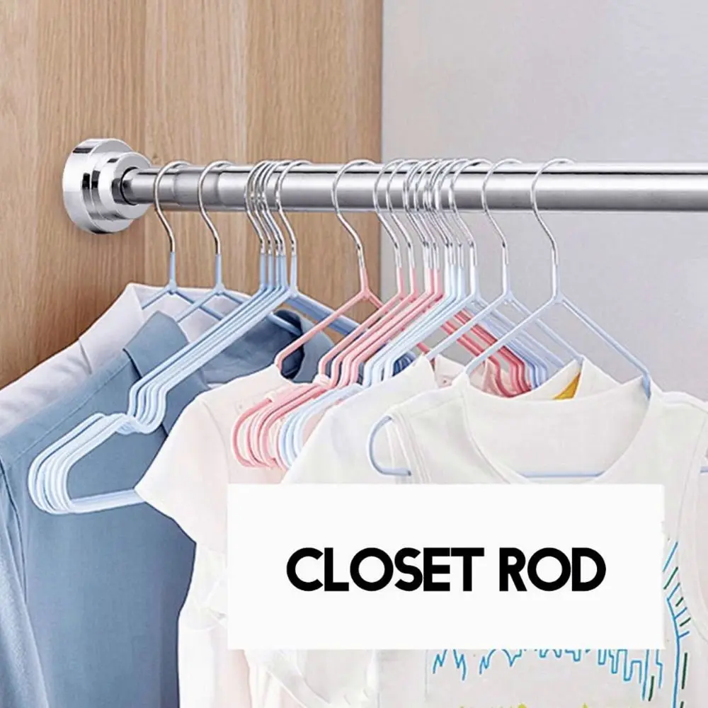 35-80cm Adjustable Stainless Steel Clothes Drying Rack No-Drill Telescopic Pole Curtain Rod for Balcony Bathroom