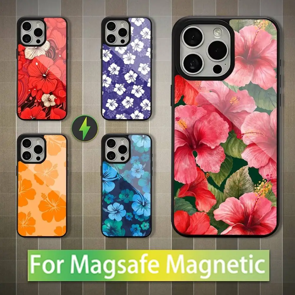 

Hibiscus Hawaiian Flower Phone Case For iPhone 16,15,14,13,12,11,Pro,Max,Plus,Mini,Magsafe,Magnetic Wireless Charging Case