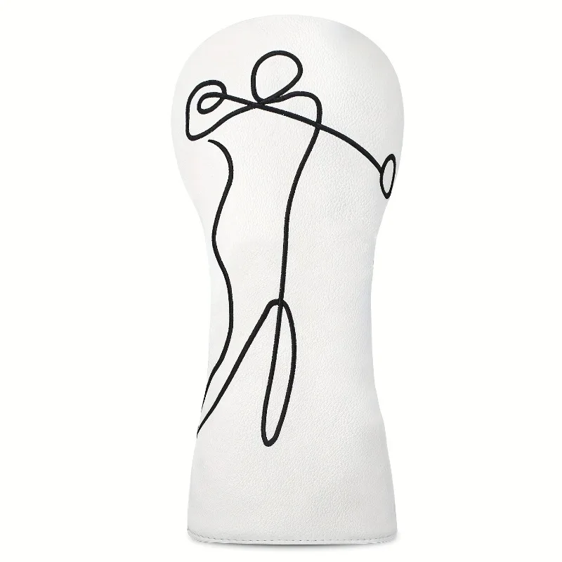 غطاء نادي الجولف، غطاء رأس نادي الجولف العصري، تصميم خط أبيض بسيط، مقاوم للغبار ومتين، يحمي رأس الكرة