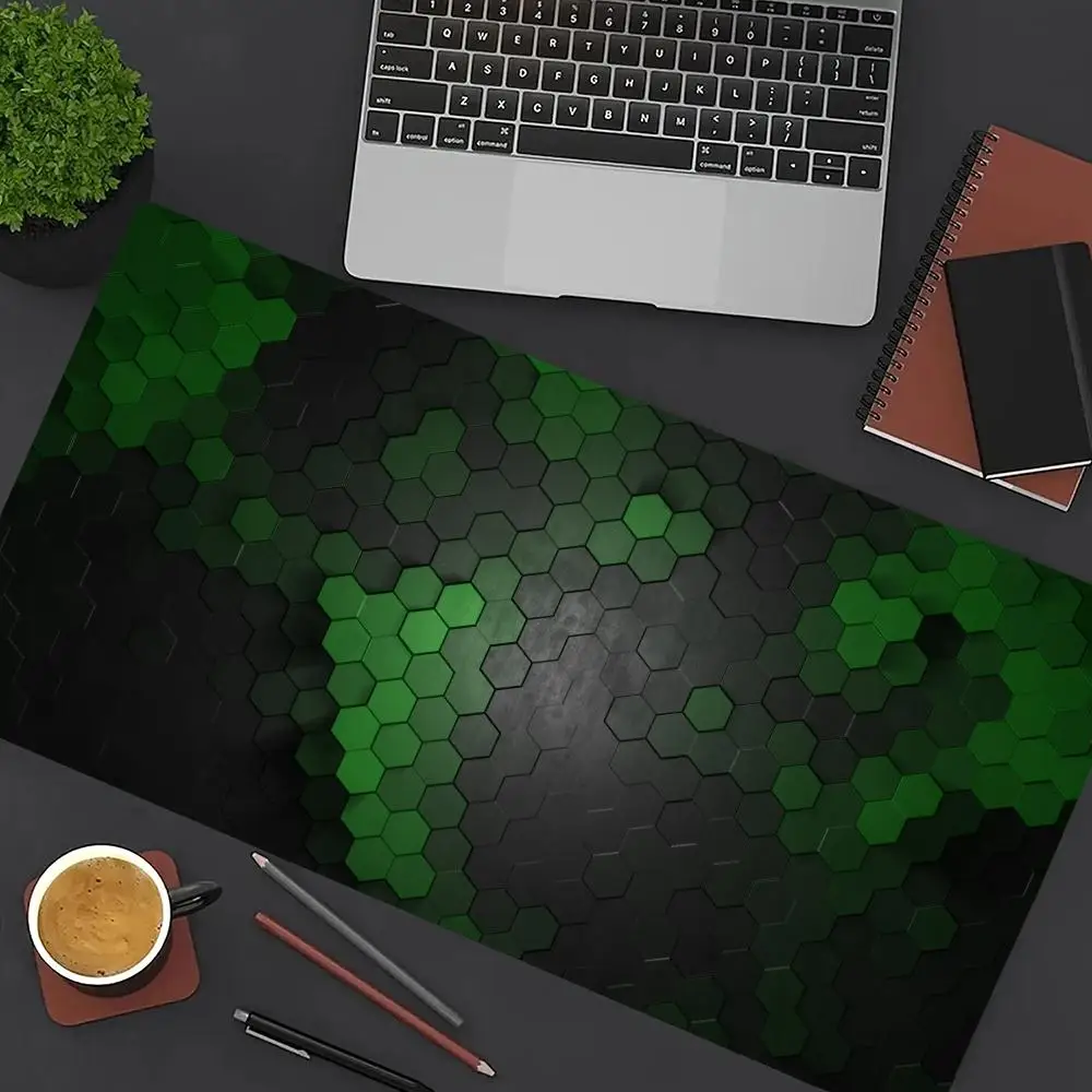 Hexagon Geometry Green Mouse Pad Large Gaming MousePad Anti-Slip Rubber Deskmat XXL Gamer Office Computer Accessories Desk Mat