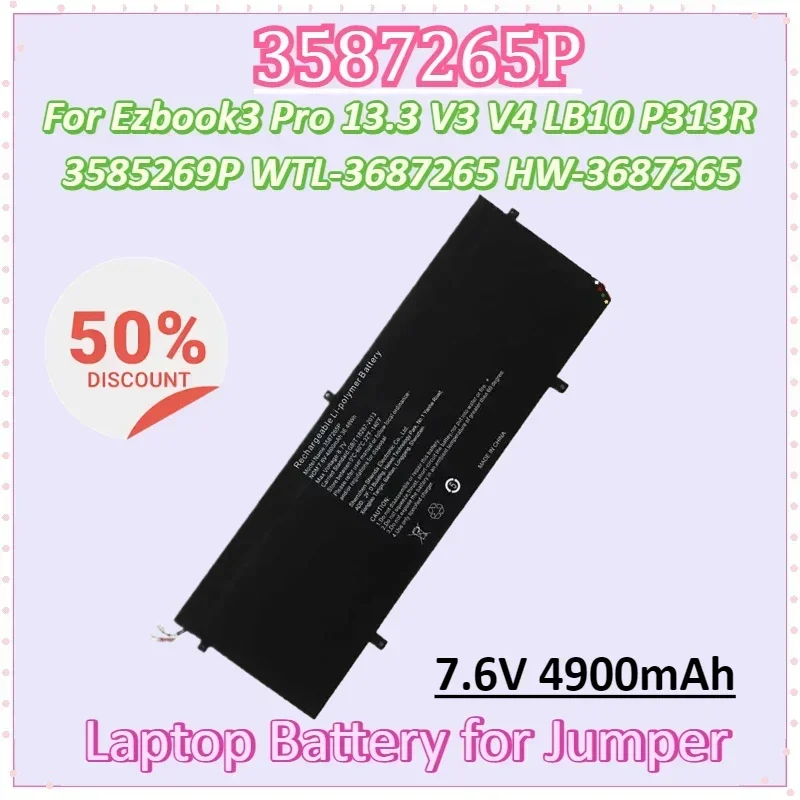 

3282122-2S 3587265P 7.6V 4900mAh Laptop Battery for Jumper Ezbook3 Pro 13.3 V3 V4 LB10 P313R 3585269P WTL-3687265 HW-3687265