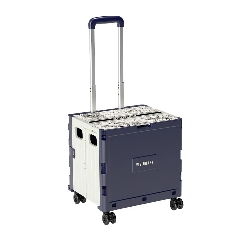 

Car Trunk Box Portable Eight-Wheel Foldable Supermarket Trolley Multipurpose Flat Grocery Shopping Cart Made Of Steel Aluminium