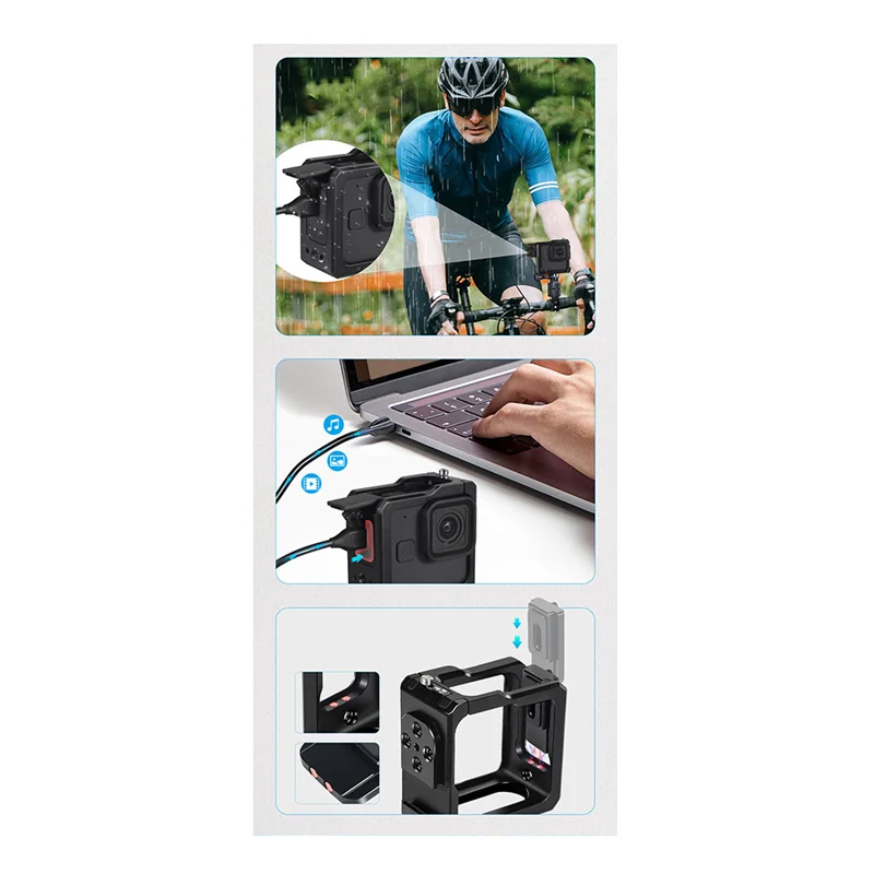 Клетка для камеры EDT, защитная рамка, боковая крышка батарейного отсека, крепление для холодного башмака для Gopro Hero 11, Mini Action