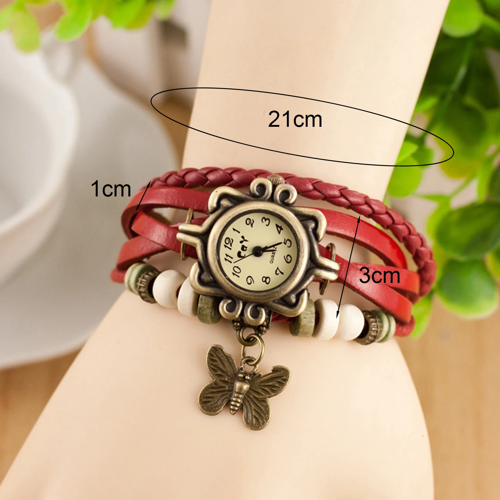 Women\'s Casual Vintage Multilayer Butterfly Faux Leather Bracelet Wrist Watch Ladies Female Clock Montre Femme Relogios 2017 Hot