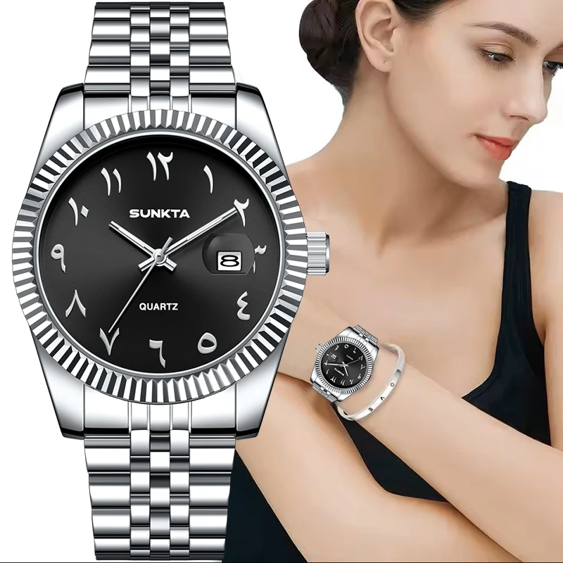 SUNKTA السيدات ساعات مضيئة العلامة التجارية الفاخرة مقاوم للماء كوارتز ساعة معصم المرأة بسيطة أنيقة سوار ساعة هدية للنساء #1