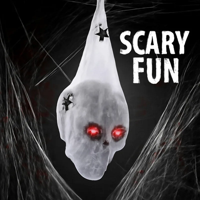 

Spooky Halloween Skull Decoration With Red Glowing Eyes, Sound-Activated Horror Prop For Yard And Outdoor Terrifying Decor