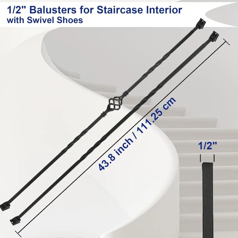 Balaustre per mandrini per scale Cestino singolo cavo con doppia torsione Balaustre per scale quadrate in metallo da 1/2"