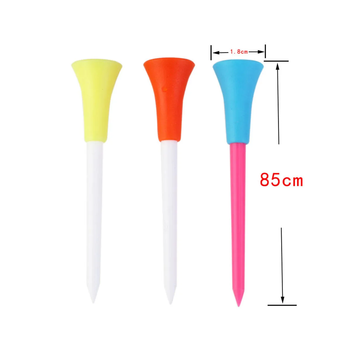 100 قطعة جولف تيز البلاستيك المطاط 85 مللي متر قطر 0.7 بوصة مشرق اللون المحملة امتصاص الصدمات حامل الكرة سهلة الحمل استخدام مريح #5