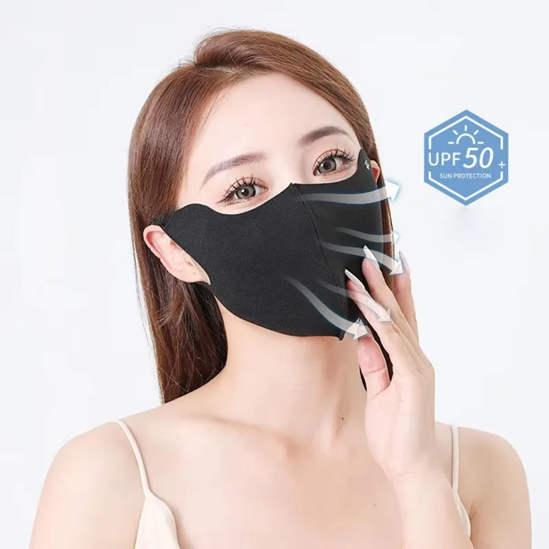 1-10 قطعة الصيف UV حماية قناع الوجه للنساء الحرير الجليد ثلاثية الأبعاد لا أثر قناع الوجه الصغيرة واقية من الشمس مرونة تنفس واقي الوجه #4