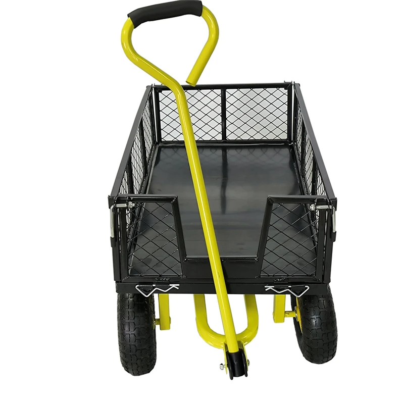 Utility Hand Tool Cart Iron Steel Mesh Deck Wagon Small Powder Coated Garden Cart