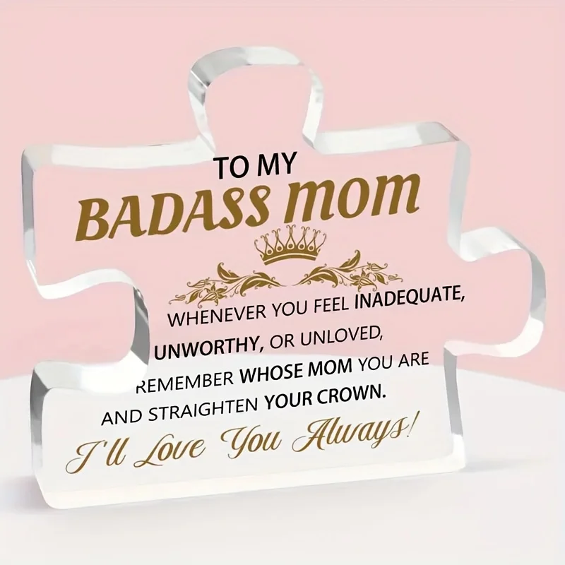 Regalo de mamá preciada: placa de rompecabezas acrílica de hija o hijo, perfecta para el día de la madre, cumpleaños y ocasiones especiales
