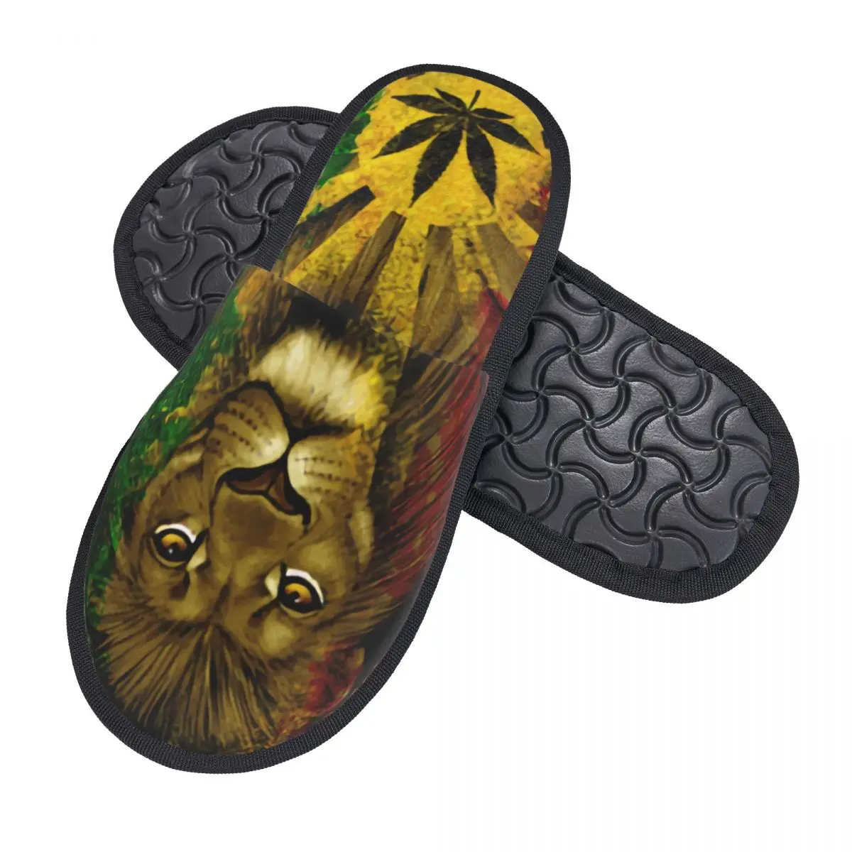 Custom Jamaican Rasta Lion Memory Foam Slippers Women Comfy Warm Jamaica Rastafarian Reggae House Slippers