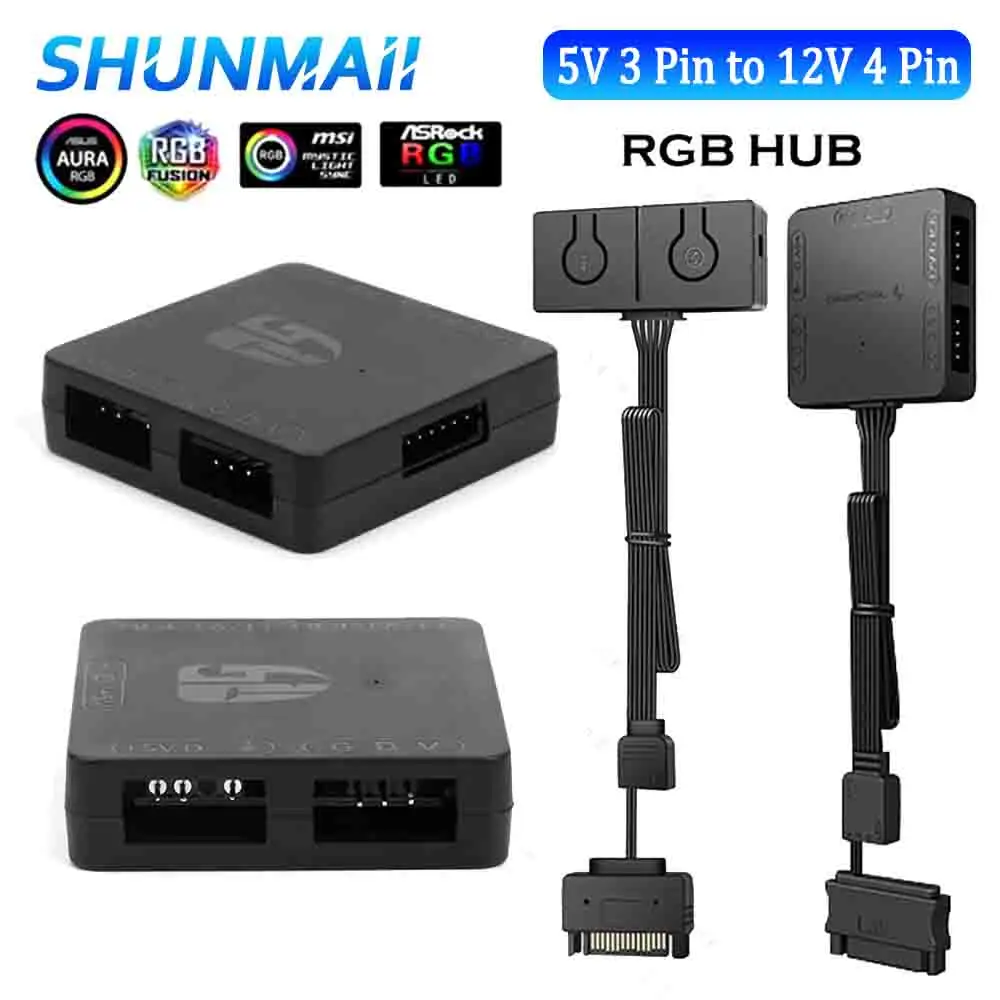 

RGB Transfer Hub Powered By SATA RGB Lighting Converter Chassis Fan Converter for RGB 3PIN Motherboard ASUS Gigabyte MSI