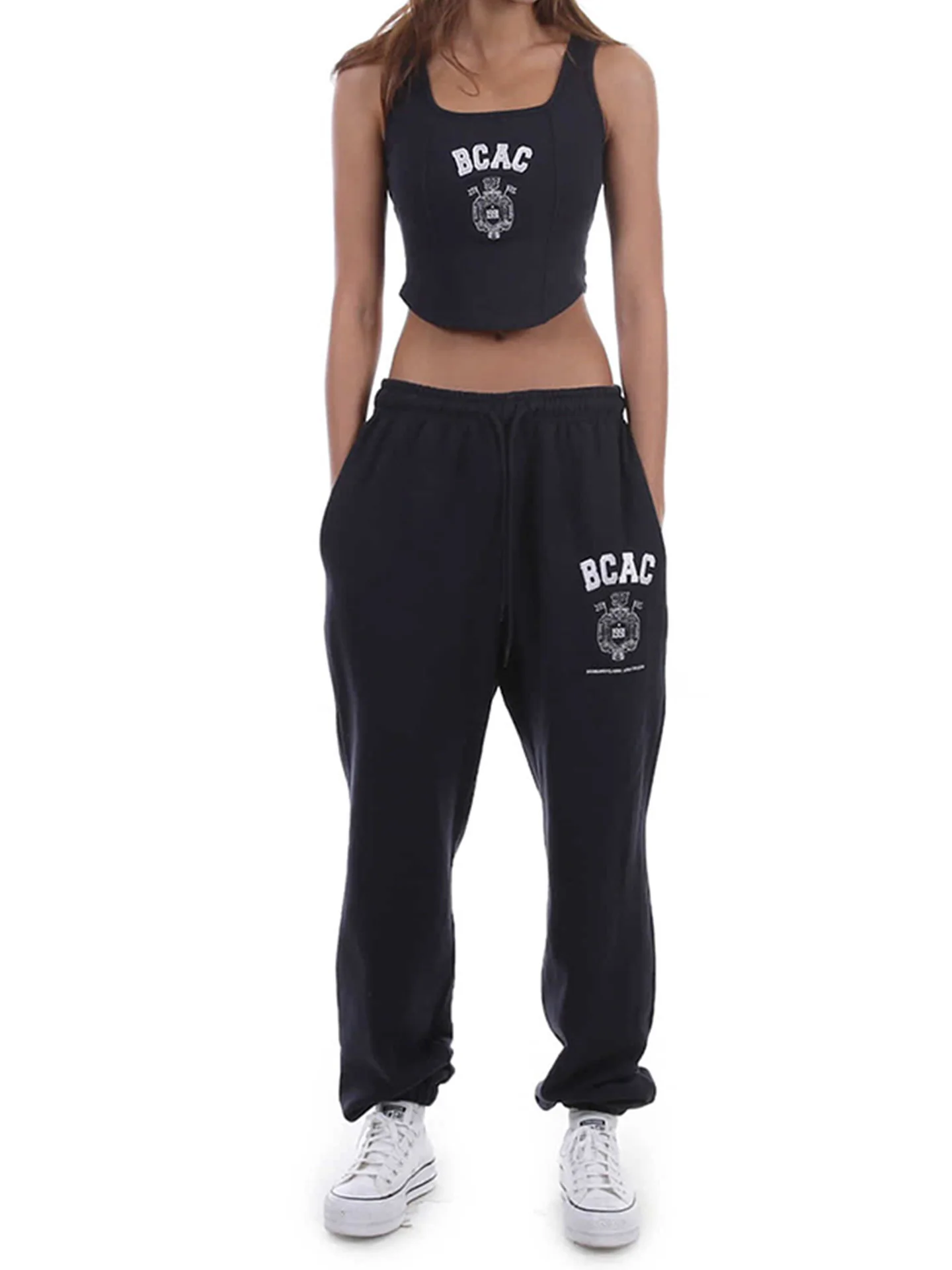 Sli Хлопковые спортивные штаны с высокой талией Женские повседневные брюки для джазовых танцев Американские спортивные брюки с манжетами в стиле ретро Асимметричные Des...