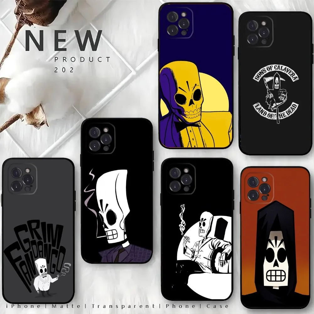 Game Grim F-Fandango Phone Case For iPhone15,14,13,12 Mini 11 Pro XR,X,XS,MAX 6S,7,8 Plus Silicone Cover Soft Black