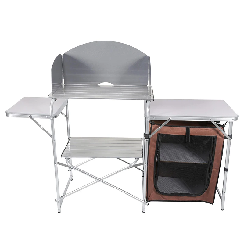 Outdoor storage cabinet Camping Kitchen Table Folding Outdoor Cooking Table with Storage Carrying Bag Aluminum Cook Station 3