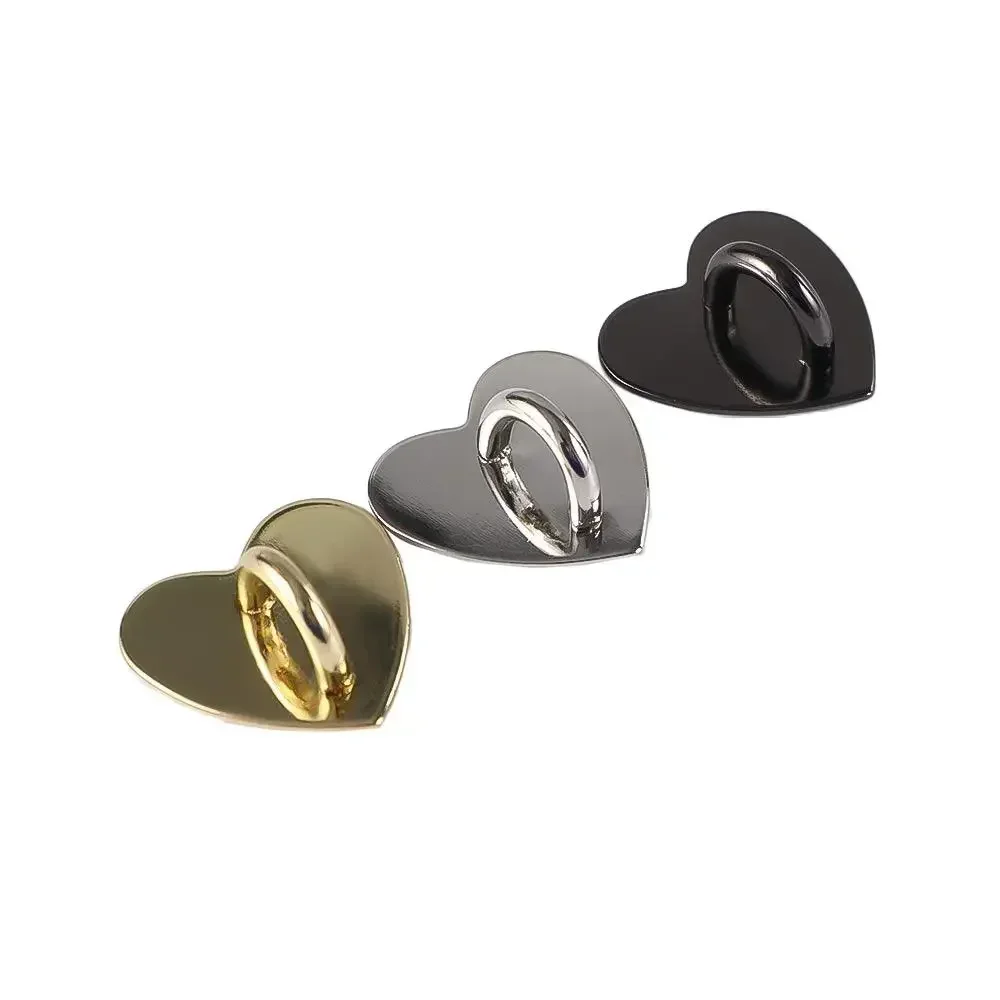 2pcs Adhesive Metal Heart Phone Charm Holder Mobile Phone Case Finger Ring Stand Hook Buckle Charm Clasp Accessory