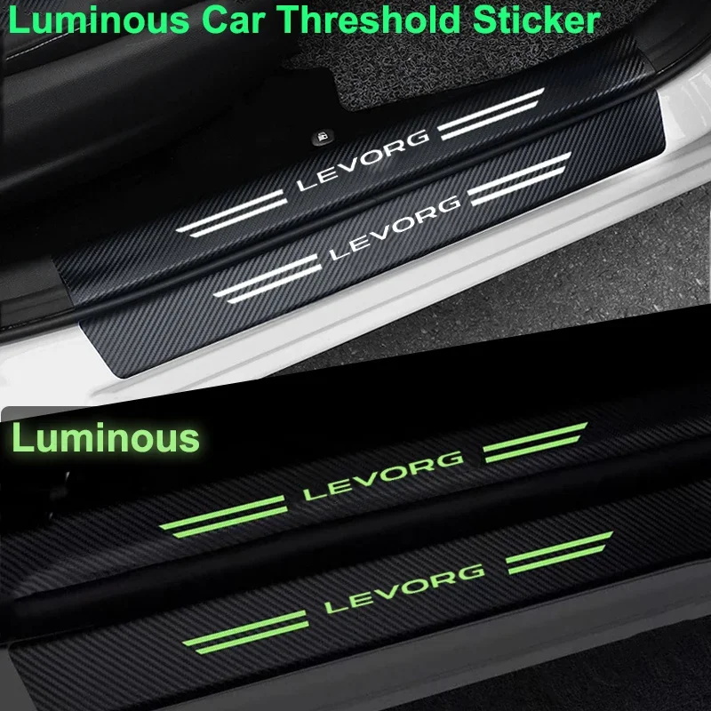 Luminous Car Door Threshold Sill Scuff Plate Decals for Subaru LEVORG Emblem Protector Stickers Strip Carbon Fiber Accessories