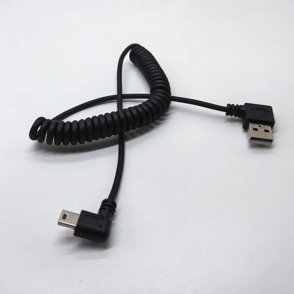 USB 2.0 Right Angle 90 Degree A Male to Right Angle Mini B 5p Male Spring Cable for MP3 HDD