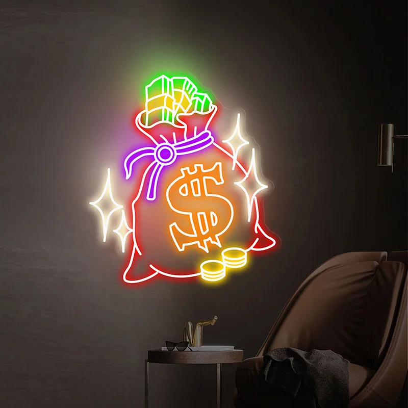 Colorful Dollar Money Neon Sign Custom Neon Light Game Room Home Wall Decor Personalized Gifts Led Lights Lamp Decoration