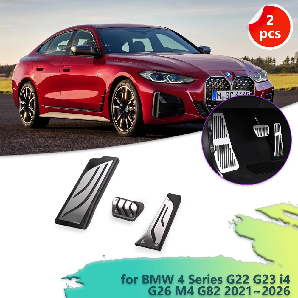 Auto Gas Bremspedal für BMW 4 Serie G22 G23 i4 G26 M4 G82 2021 ~ 2026 Auto Gummi Anti-Slip fußstütze Fuß Abdeckung Pad Zubehör