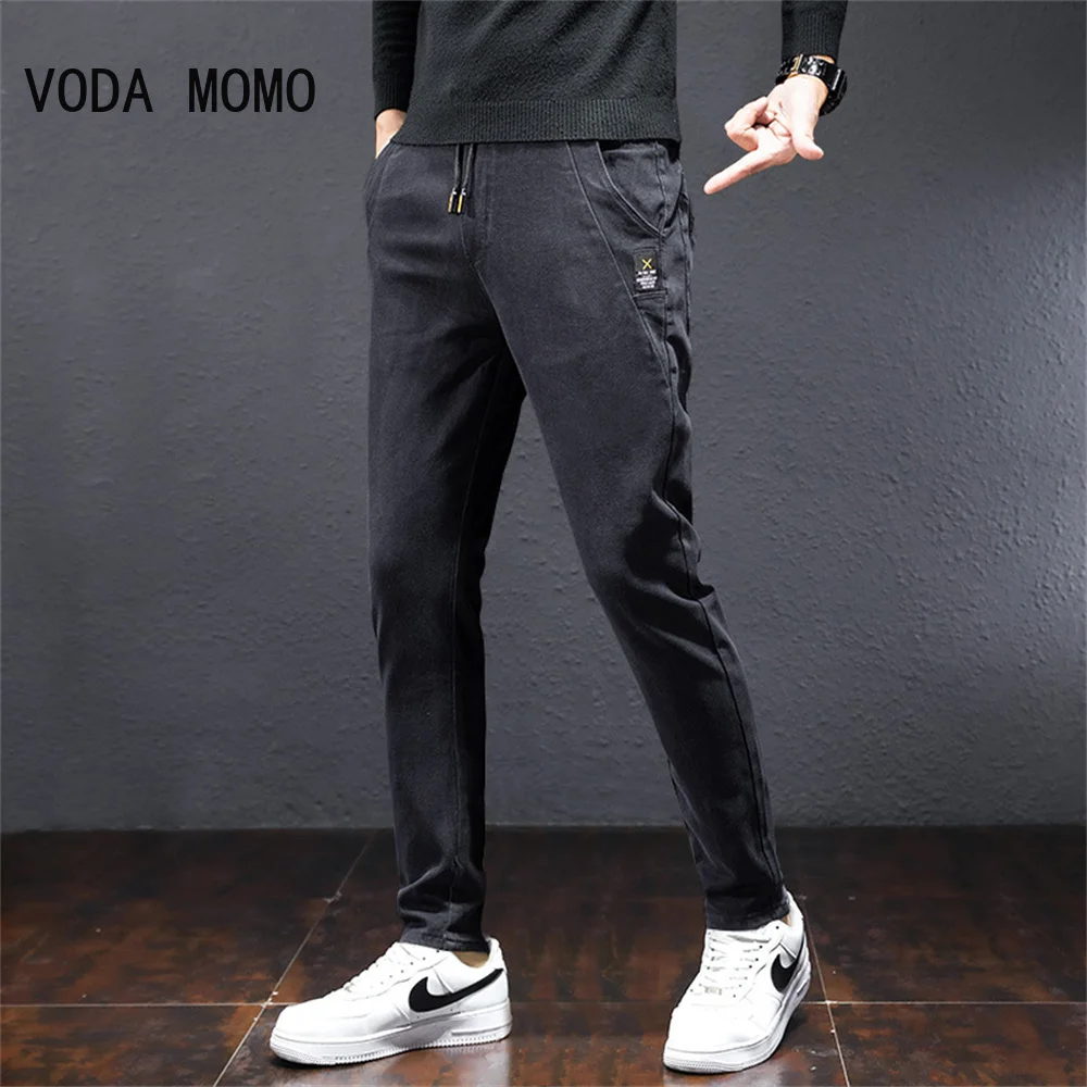 

Men's Stretch Black Jeans Classic Style Business Fashion Pure Black Slim-fit Denim Pants Male Brand Casual Trousers