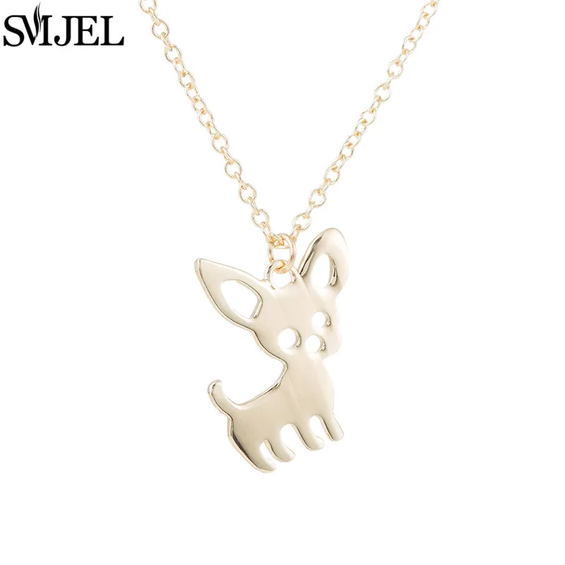 SMJEL Cartoon Chihuahua Dog Pendant Necklaces for Women Love My Pet Animal Necklace Chokers Ketting Jewelry Party Gift