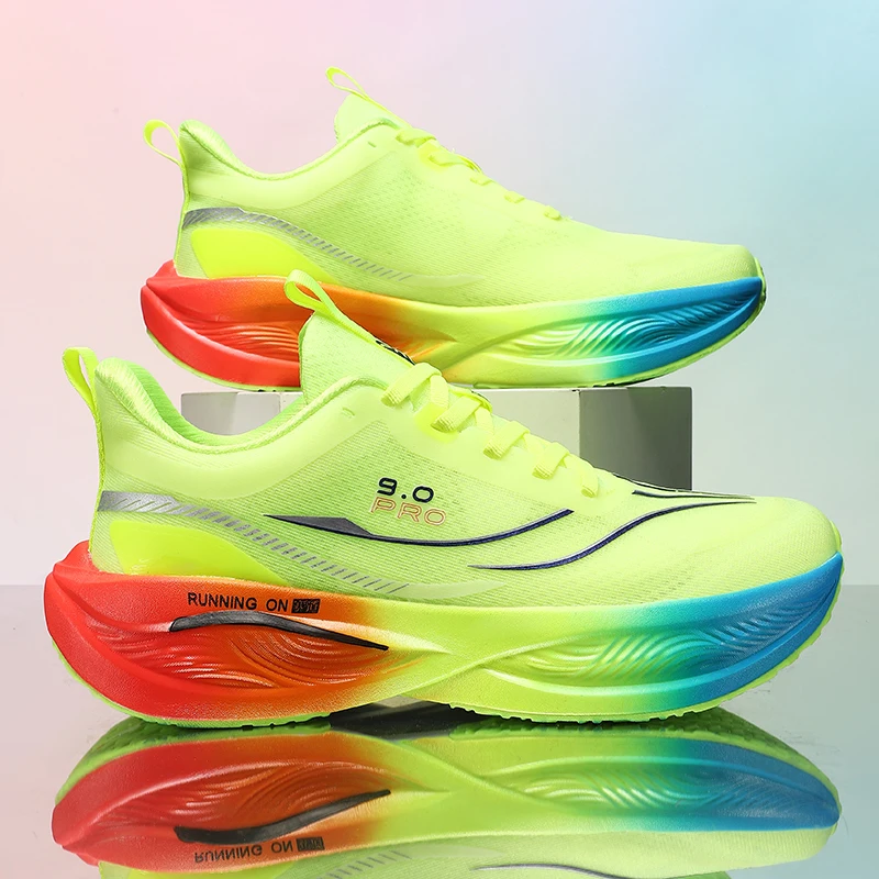 

Марафонские спортивные кроссовки на воздушной подушке с карбоновой пластиной, мужские дышащие легкие женские удобные нескользящие специальные кроссовки