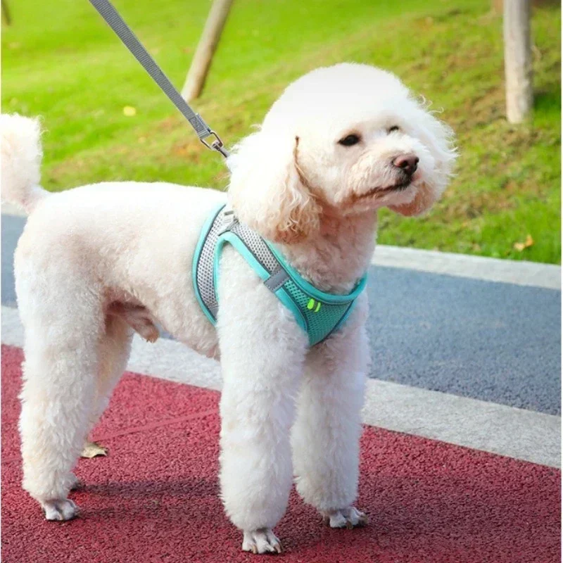 New Pet Reflective Dog Harness Small Dog Adjustable Puppy Harness Vest Dog Teddy Koki Outdoor Walking Lead Leash Cat Chest Strap