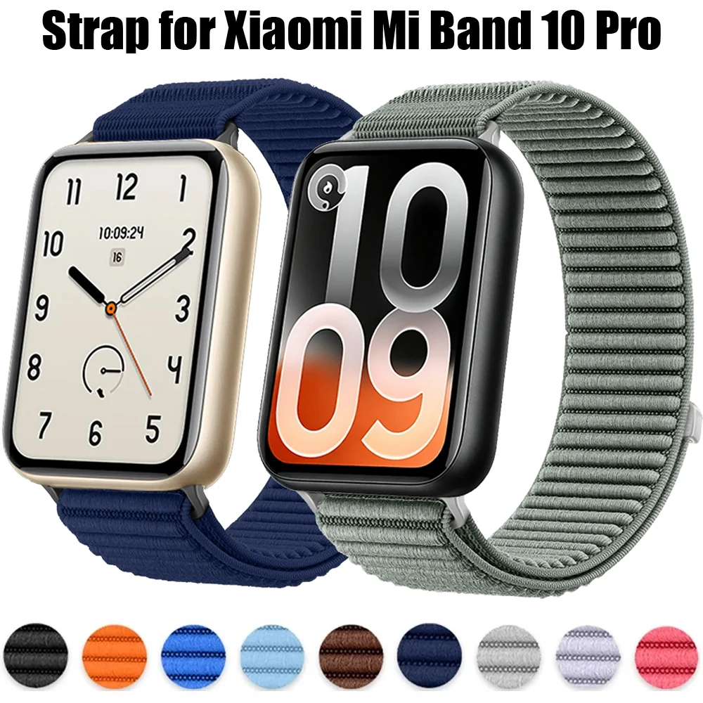 Nylon-Schlaufenarmband für Xiaomi Mi Band 10 Pro/9 Pro/8 Pro, Atmungsaktives Wellenarmband für Redmi Watch 6 5 4 Uhrenband Correa