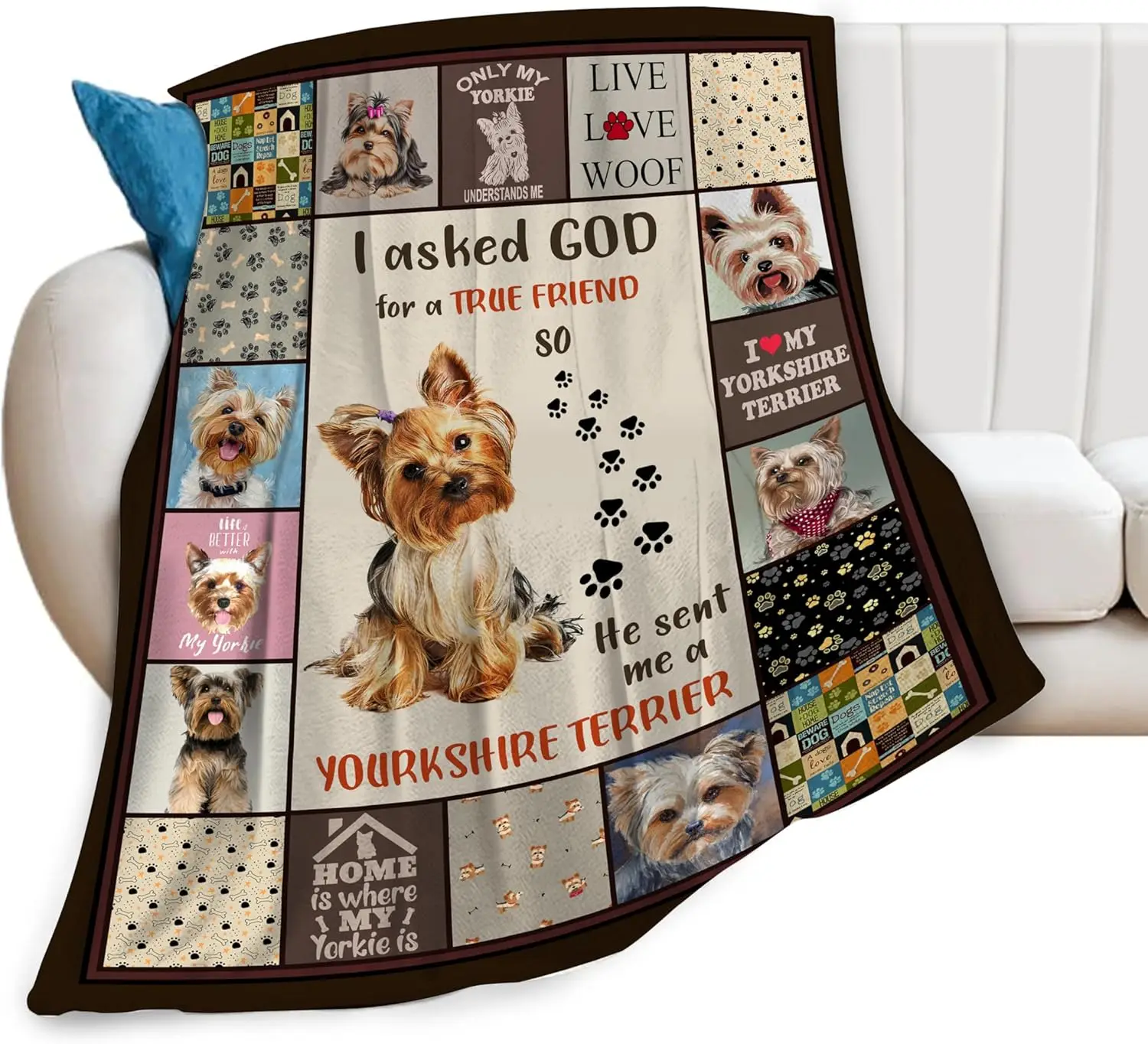 Funny Dog Blanket Soft Cute Kawaii Terrier Dog Plush Throw Blanket Cozy Flannel Fleece Animal Bedding Stuff Decor