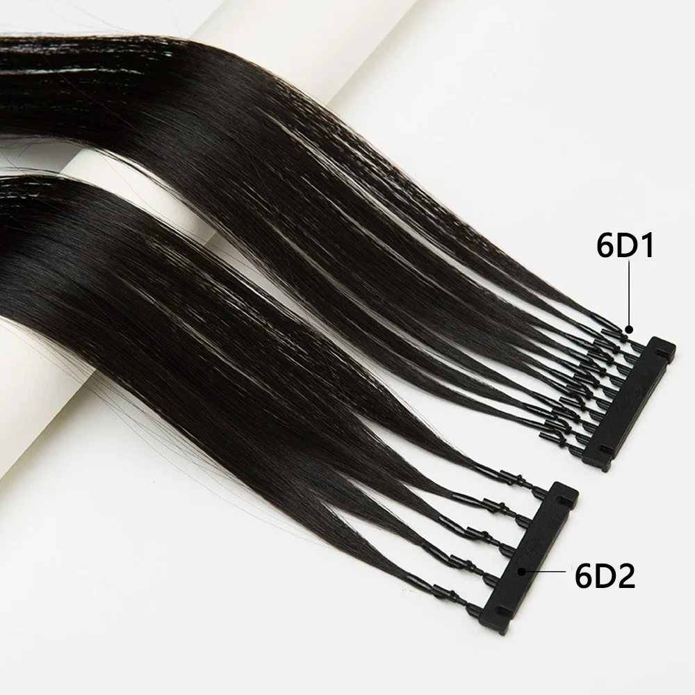 

Hair extensions tools 6D hair buckle tools 40 pcs 6D hair extension machine 6D-2 hair comb Medium brown Beige Black color hair