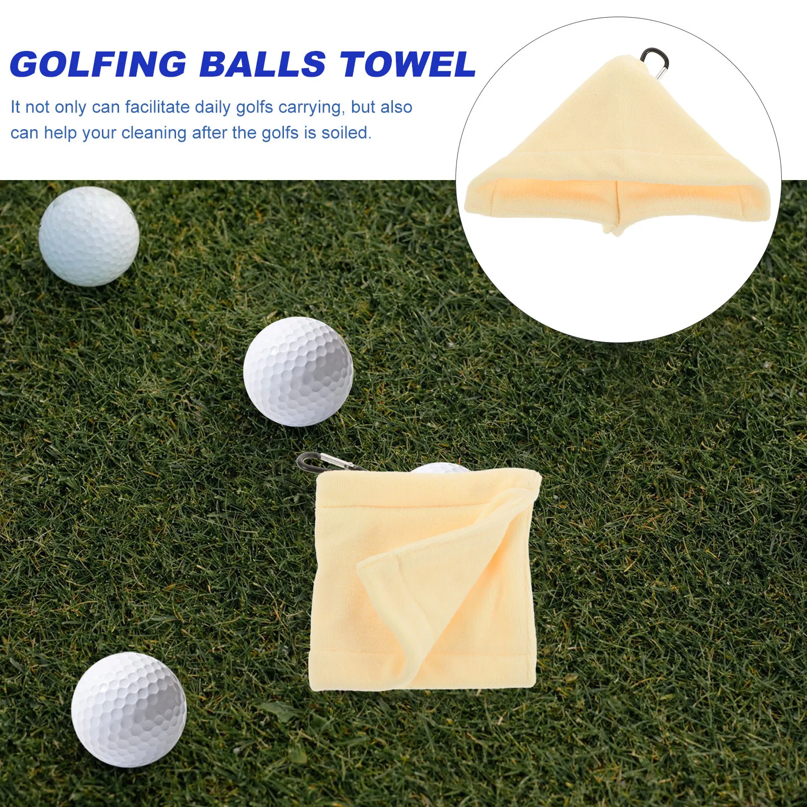 Golf Light Yellow 14x14 Microfiber Soft Absorbent Hook Portable Sports Towel Golf Bag Accessories - view 4