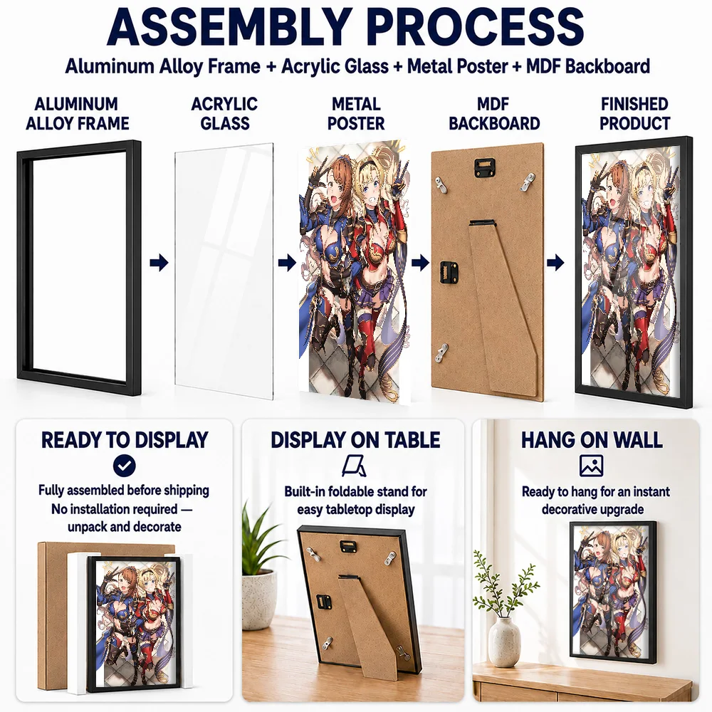 Granblue Fantasy Beatrix And Zeta Framed Aluminum Metal Poster Customized Hero Tribute Wall Art Suits Game Room Plus Player Gift