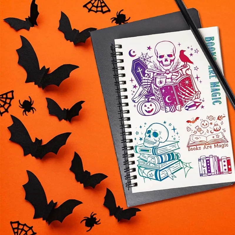 1pc Halloween Skeleton Books Clear Stamps for DIY Scrapbooking Magic Books Silicone Clear Stamp Seals Transparent Stamps