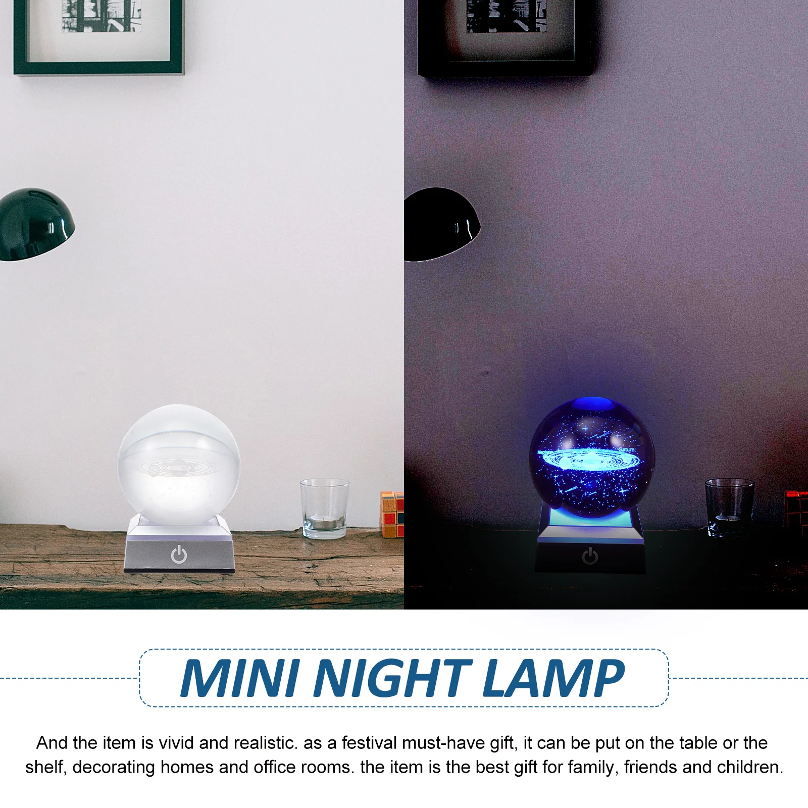 

Planetary Decor Solar System Crystal Ball Delicate Decorative Light Home Desktop