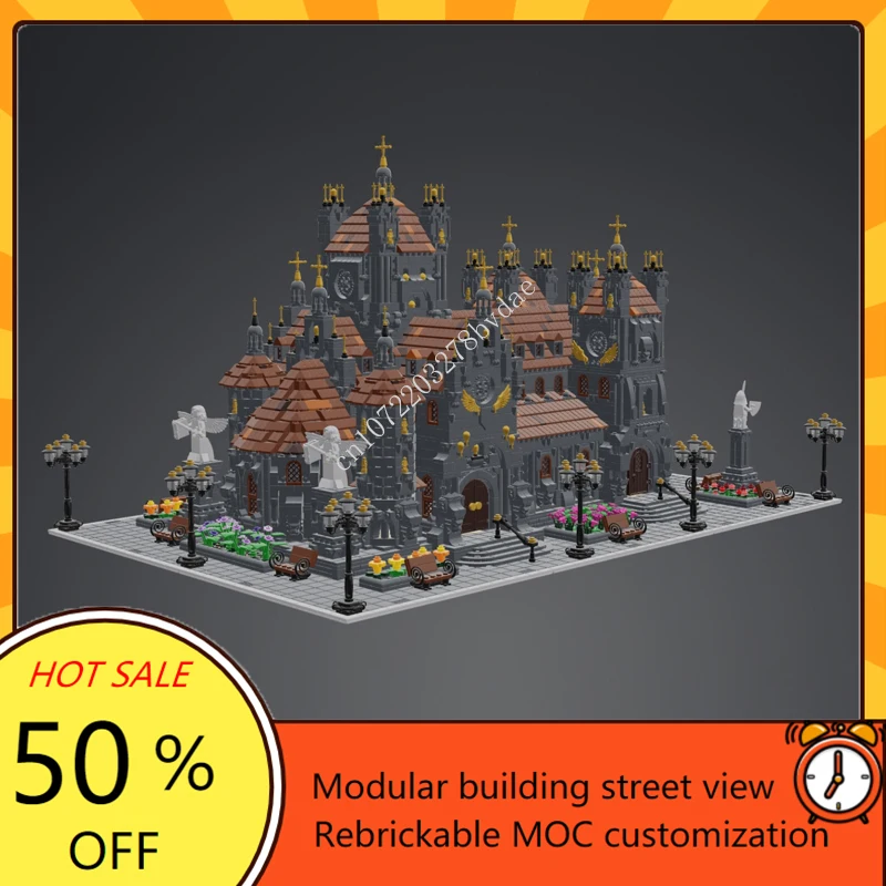 11000+PCS Medieval Cathedral Historic Church Modular MOC Creative street view Model Building Blocks DIY Assembly Model Toy Gifts