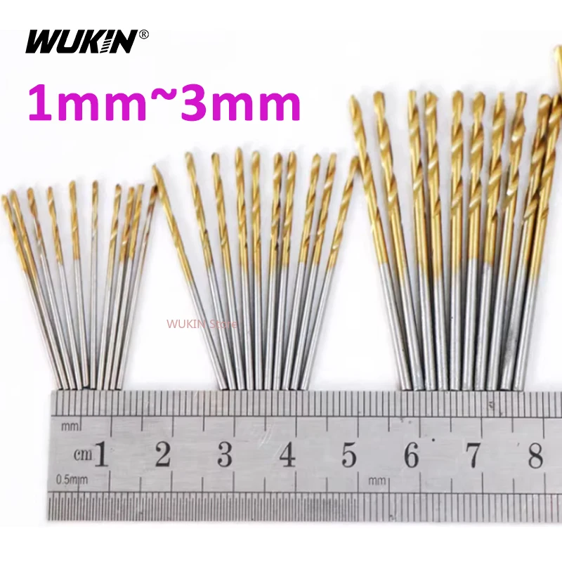 

1/1.5/2/2.5/3mm Titanium Coated Drill Bits Set HSS High Speed Steel Straight Shank Twist Bit Wood plastic drilling tools