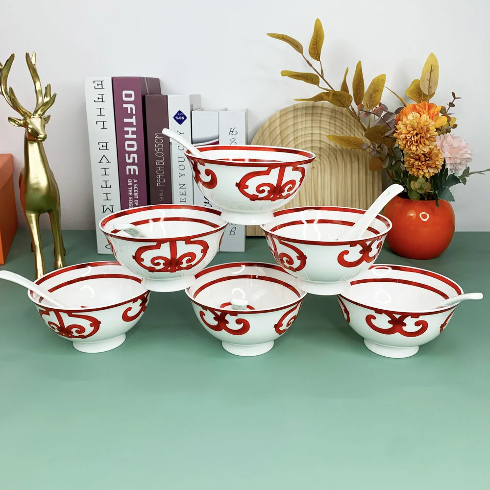 

Современная керамическая посуда для украшения стейка в западном стиле в европейском стиле для домашней моды, 6 мисок, 6 наборов тарелок