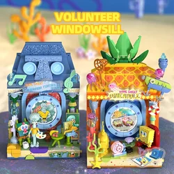 SpongeBob SquarePants Building Blocks Pineapple House Island Portrait House Model Cartoon Model Bricks Kids DIY Toy Holiday Gift