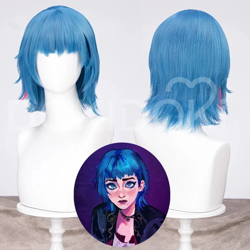 

Игра LoL Arcane2 Jinx Косплей Парик Powder Cos Волосы Короткий парик Ball Look Синий парик Экко для Хэллоуина Вечеринка Ролевая игра Костюм Косплей