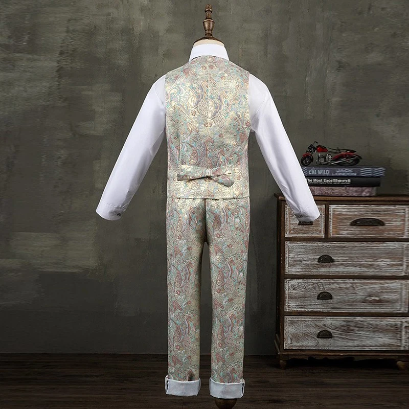 طقم بدلة جاكار مُزينة بالزهور للأولاد بدلة أنيقة للأطفال من عمر 3 إلى 16 سنة مناسبة رسمية لحفلات الزفاف وأعياد الميلاد