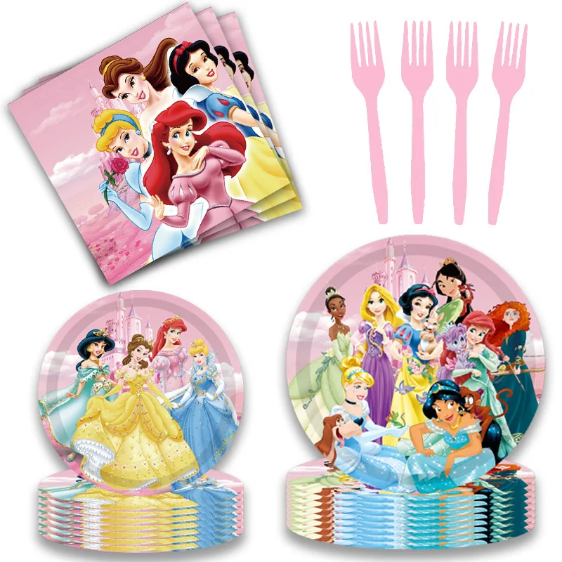 Disney Princess Party Supplies Girl Birthday Decorations Paper Cup Plate Napkin Tablecloth Balloons Tableware Baby Shower