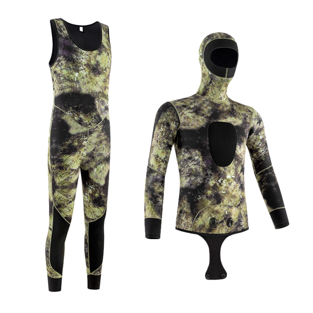 Full Protection And Comfort Swimming Wetsuit With Three-layer Bonding Neoprene Camouflage Fullsuit 3MM Coral gray XL