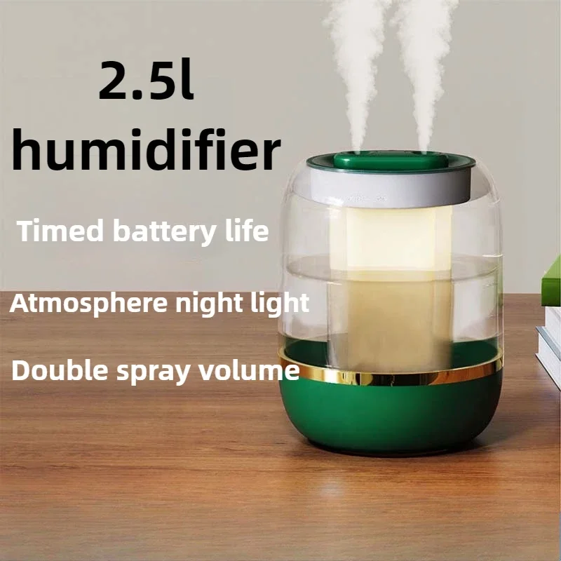 2.5L Humidifier USB Double Spray Home Dormitory Office Bedroom Desktop with Small Night Light Constant Temperature Aromatherapy